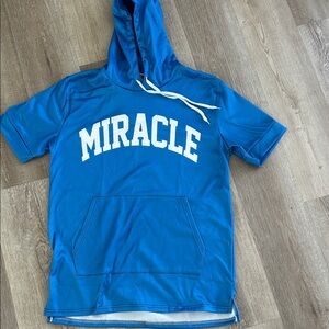 NWOT Blue Miracle Hoodie T-Shirt size L unisex
